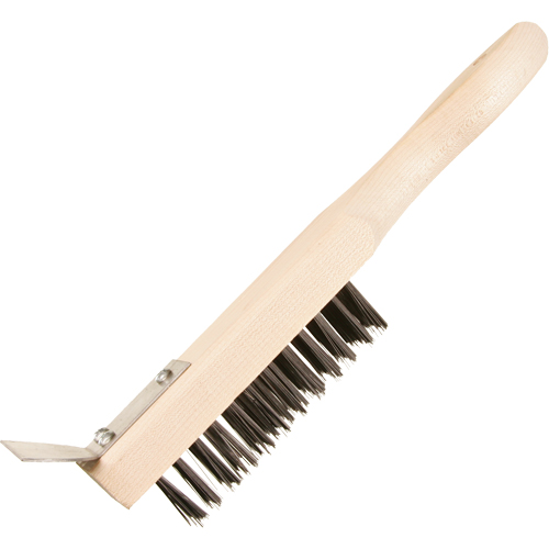 Brosse de nettoyage avec racloir, Acier, 5 x 13 rangs de fils, Longueur 11-3/8" Pronet Distribution