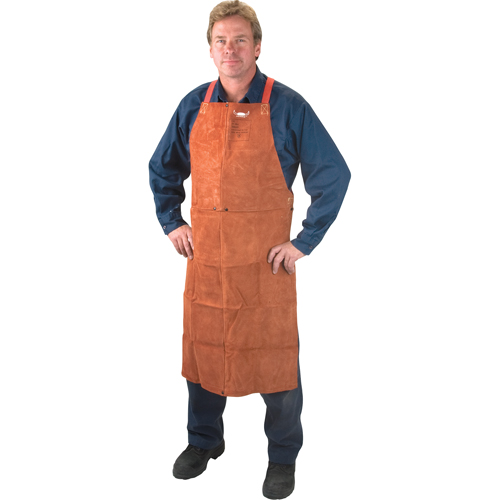 Leather Apron, Bib, 42" L, Lava Brown Pronet Distribution