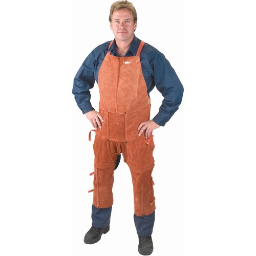 Leather Apron & Chaps, Split-Leg Bib, 42" L, Lava Brown Pronet Distribution