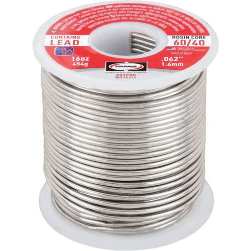 60/40 Leaded Rosin Core Solder, Lead-Based, 60% Tin 40% Lead, Rosin Core, 1/16" Dia. Pronet Distribution