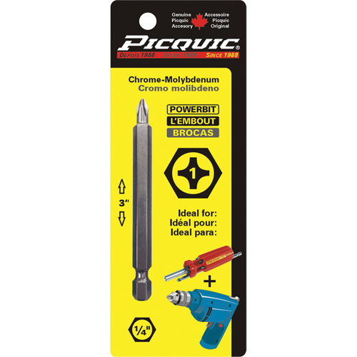 Embout, Phillips, Embout #1, Prise 1/4", Longueur 3" Pronet Distribution