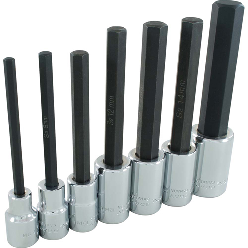 Extra Long Hex Head  Socket Set, Hex, 1/2" Drive, 7 Pcs Pronet Distribution