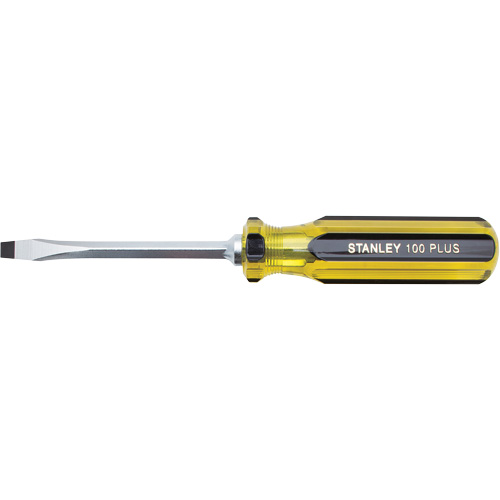 100 PLUS&reg; Standard Slotted Tip Screwdriver, 1/4" Tip, Square, 8-3/16" L, Plastic Handle Pronet Distribution