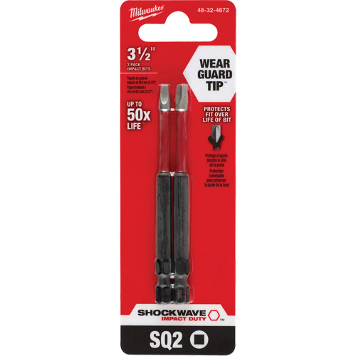 Embout de tournevis Shockwave Impact Duty, Carr&eacute;e, Embout #2, Prise 1/4", Longueur 3-1/2" Pronet Distribution