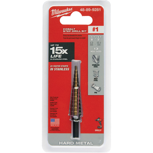 Foret &eacute;tag&eacute;, 1/8"/#1 - #1/1/2", Incr&eacute;ments de 1/32", Acier rapide au cobalt Pronet Distribution