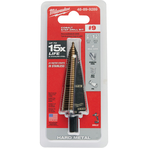 Foret &eacute;tag&eacute;, 7/8"/#9 - #9/1-1/8", Incr&eacute;ments de 1/32", Acier rapide au cobalt Pronet Distribution