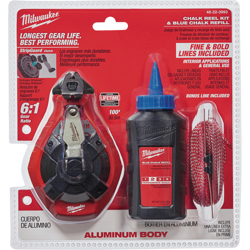 Trousse de cordeau &agrave; craie avec ligne en prime Pronet Distribution