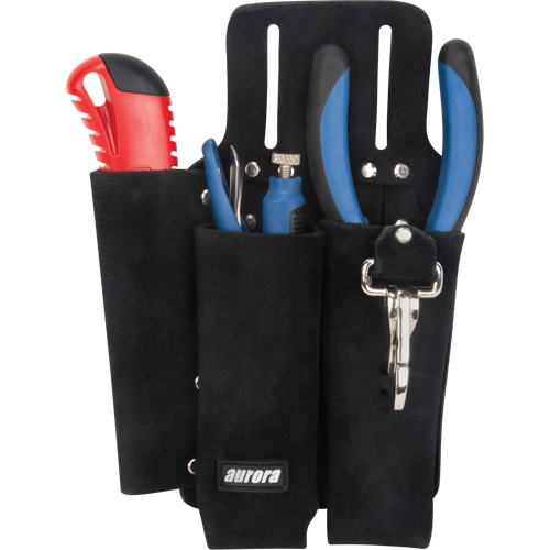 Lineman's Tool Pouch, Multiple Tool Holder, Leather, 3 Pockets Pronet Distribution