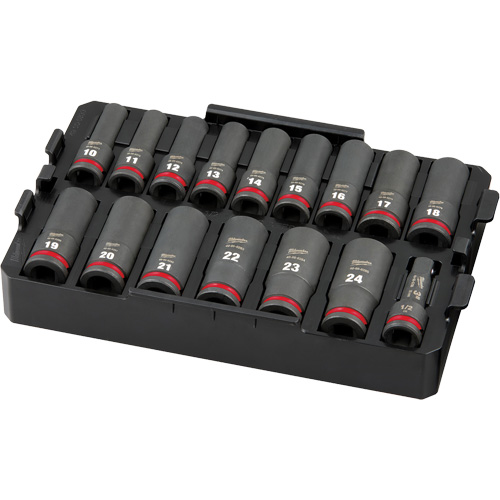 Jeu de douilles profondes 3/8" Shockwave Impact Duty Packout, 16 Mcx, Chocs, Prise de 1/2", Profond Pronet Distribution