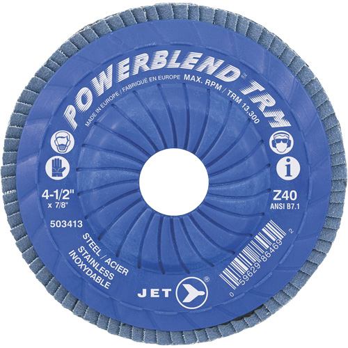 PowerBlend Trimmable Flap Disc, 5" x 7/8", Type 29, Z40 Grit, Zirconia Alumina Pronet Distribution