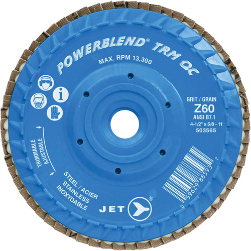 PowerBlend TRM QC Trimmable Flap Disc, 4-1/2" x 5/8"-11, Type 27, Z60 Grit, Zirconia Alumina Pronet Distribution