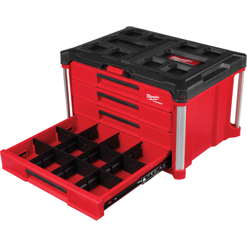 PackOut 4-Drawer Tool Box, 16-3/10" x 22-1/5" x 14-3/10", Red Pronet Distribution
