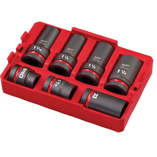 Jeu de douilles SAE & m&eacute;triques Packout Shockwave Impact Duty pour l'entrtien de roues, 7 Morceaux, Prise de 1" Pronet Distribution