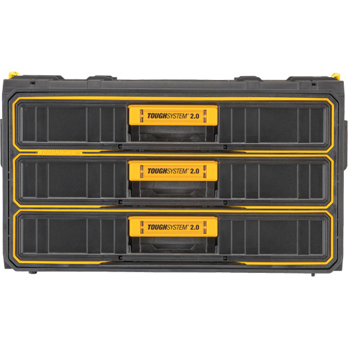 Unit&eacute; &agrave; trois tiroirs ToughSystem 2.0, 21-4/5" x 12-3/10" x 12-3/5", Noir/Jaune Pronet Distribution