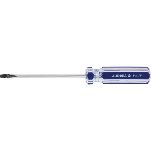 Tournevis &agrave; fente bleu transparent avec bandes , Tige de 1/8", Ronde, Prise en Plastique Pronet Distribution
