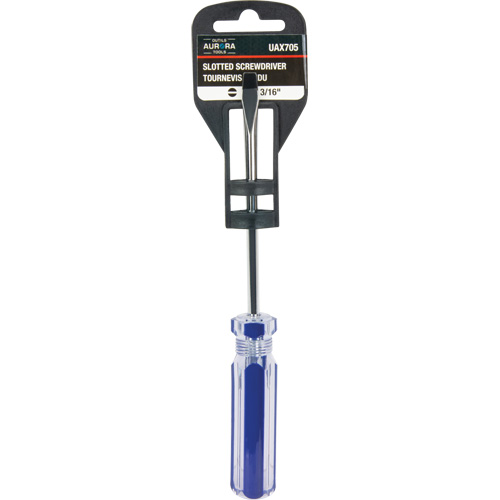 Tournevis &agrave; fente bleu transparent avec bandes, Tige de 3/16", Ronde, Prise en Plastique Pronet Distribution