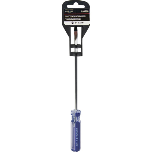 Tournevis &agrave; fente bleu transparent avec bandes, Tige de 3/16", Ronde, Prise en Plastique Pronet Distribution