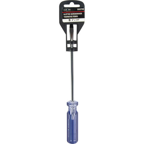 Blue Transparent Striped Slotted Screwdriver, 1/4" Tip, Round, Plastic Handle Pronet Distribution
