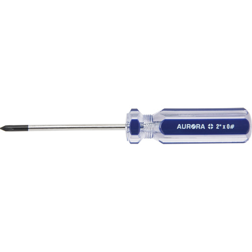 Tournevis Philips bleu transparent avec bandes, #0, Prise Plastique Pronet Distribution