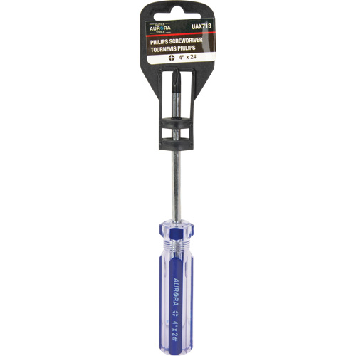 Tournevis Philips bleu transparent avec bandes, #2, Prise Plastique Pronet Distribution