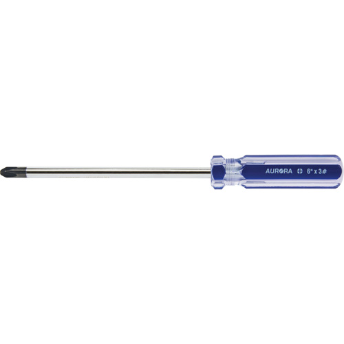 Tournevis Philips bleu transparent avec bandes, #3, Prise Plastique Pronet Distribution