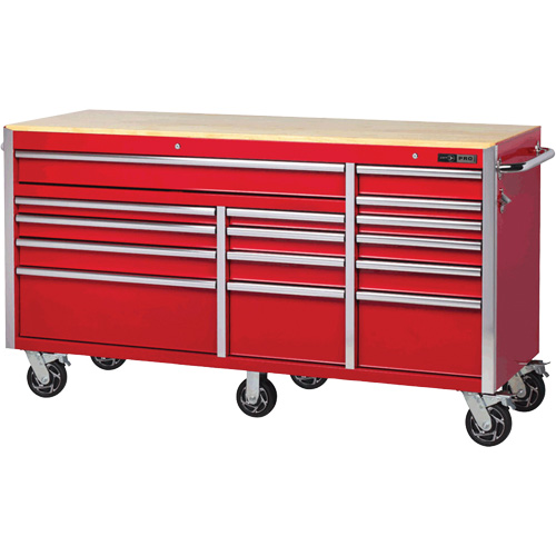 PRC7215 Armoire roulante de s&eacute;rie Pro, 15 tiroirs, 72" la x 24" p x Rouge Pronet Distribution