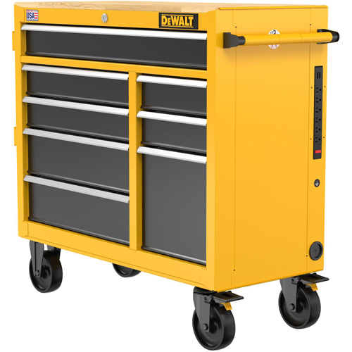 Postes de travail industriel mobile, 8 tiroirs, 40" la x Jaune Pronet Distribution