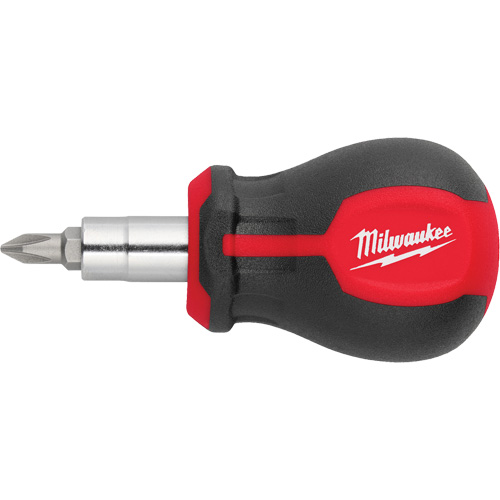 6-in-1 Stubby Multi-Bit Screwdriver, 3" L, Cushion Grip Handle Pronet Distribution