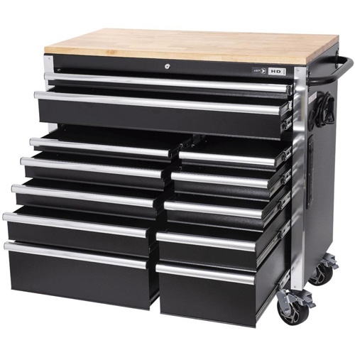 Armoire mobile de s&eacute;rie HDRC4112 HD, 12 tiroirs, 41" la x 21" p x 40-3/10" h, Noir Pronet Distribution