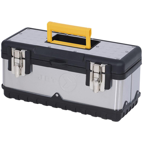 Coffre &agrave; outils portatif en acier inoxydable JPSTB-15, 6-1/4" P x 15" la x 7" h, Noir/Argent Pronet Distribution