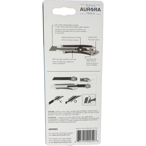 Couteau professionnel de 18 mm, Acier inoxydable, Robuste, Prise en Caoutchouc Pronet Distribution