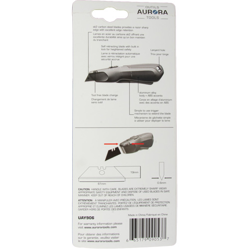 Retractable Safety Knife , Stainless Steel, Heavy-Duty, Plastic/Aluminum Handle Pronet Distribution