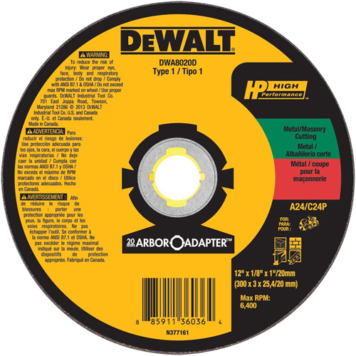 High Performance Cutting Wheel for Circular Saws, 12" x 1/8" Arbor, Aluminum Oxide Pronet Distribution