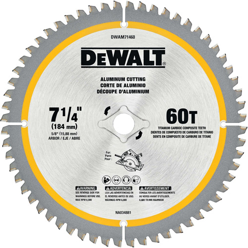Tungsten Carbide-Tipped Steel Circular Saw Blade, 7-1/4", 60 Teeth, Non-Ferrous Use Pronet Distribution