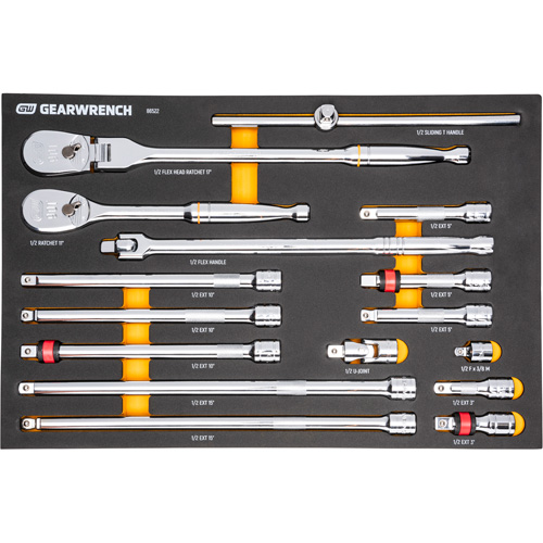Ensemble d'outils &agrave; cliquet et d'entraînement 1/2" &agrave; 90 dents avec plateau de rangement en mousse Pronet Distribution