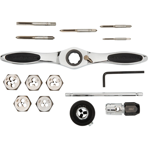 Jeu de tarauds et fili&egrave;res &agrave; cliquet m&eacute;triques, 15 Morcea Pronet Distribution