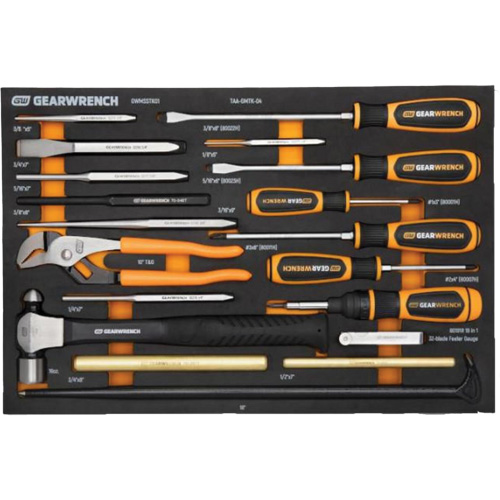 Jeu de tournevis & outils de frappe dans un plateau de rangement en mousse Pronet Distribution