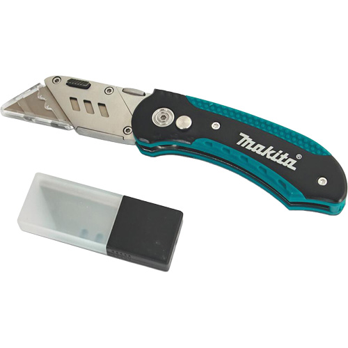Folding Quick-Change Jobsite Utility Knife with 10-Piece Replacement Blades, Steel Blade Pronet Distribution