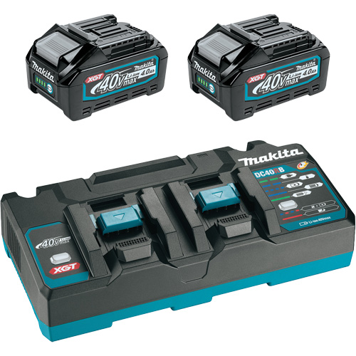 XGT Dual Port Rapid Charger Starter Kit with (2) 4 Ah Batteries, 40 V, Lithium-Ion Pronet Distribution