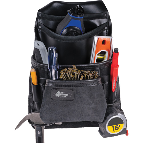 Sac robuste Phantom pour clous et outils, Cuir, 10 pochettes, Noir Pronet Distribution