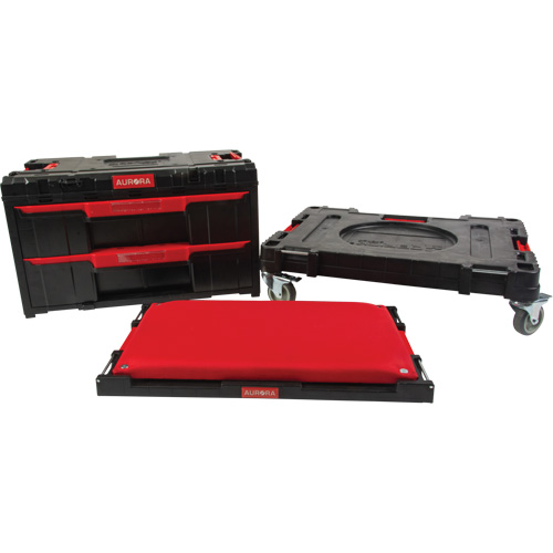 Ensemble de coffres &agrave; outils Arx de 3 morceaux avec socle &agrave; roulettes pivotantes, 23-1/10" x 15" x 13-2/5', Noir Pronet Distribution