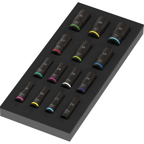 Insert en mousse pour jeu de douilles profondes Impaktor 1 Zyklop B, 15 Mcx, Chocs, Prise de 3/8", Profond Pronet Distribution