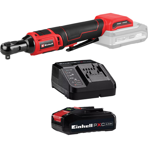 Cl&eacute; &agrave; cliquet sans fil avec batterie 2,5 Ah PXC et ensemble chargeur de d&eacute;part, 18 V, Prise de 3/8" Pronet Distribution
