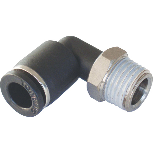 MAXFIT Push-to-Connect to Male NPT Elbow Adapter, 3/8" x 1/2" Dia., PBT Polymer Pronet Distribution