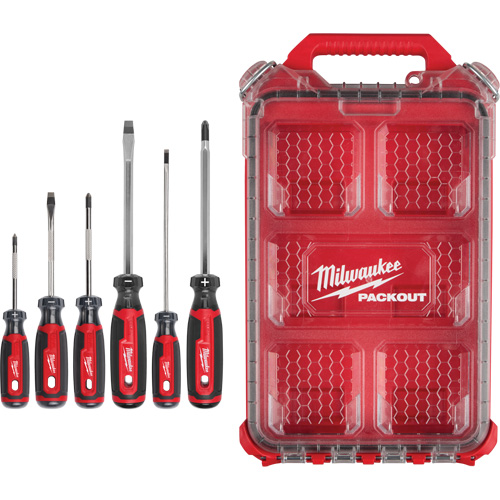 Ensemble de tournevis &agrave; prise coussin&eacute;e avec organisateur compact &agrave; profil bas PACKOUT, 6 m Pronet Distribution