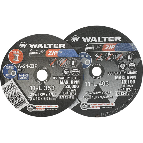 Zip Cut-Off Wheel, 4" x 1/4", 3/8" Arbor, Type 1 Pronet Distribution
