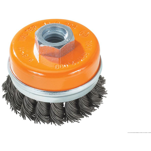 Brosse boisseau &agrave; fils nou&eacute;s avec anneau, 4" dia. x 5/8"-11 arbre Pronet Distribution