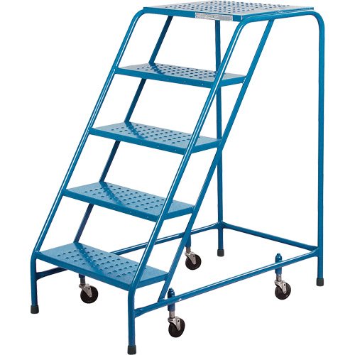 Rolling Step Ladder, 5 Steps, 18" Step Width, 46" Platform Height, Steel Pronet Distribution