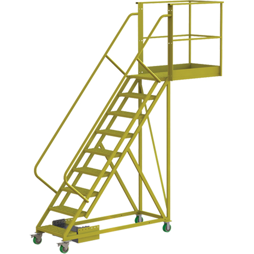 Cantilever Rolling Ladder, Unsupported, 9 Steps, 40" Platform Depth, 90" Platform Height Pronet Distribution