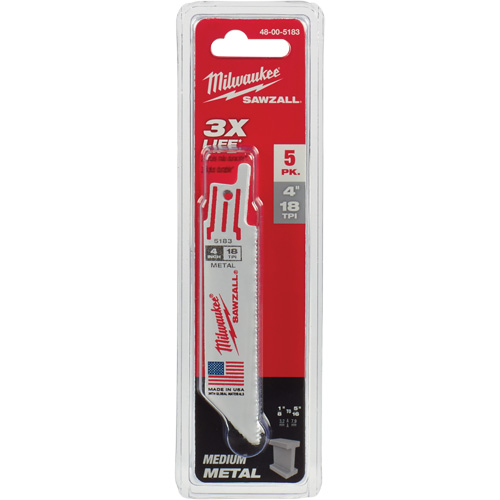 Lame de scie alternative Sawzall, Bim&eacute;tal, 18 Dents par pouce, 4" lo x 3/4" la Pronet Distribution